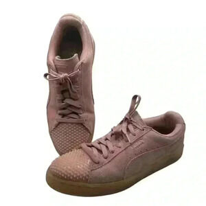 Women’s Puma Pink Suede Spiked Gel Toe Sneakers, 8.5